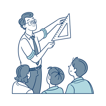 Teacher Teaching Measurement Concepts with Rulerのイラスト素材