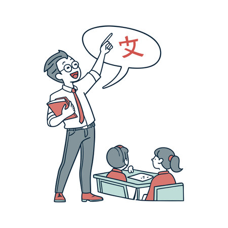 Creative Male Educator Using Speech Bubble Propのイラスト素材
