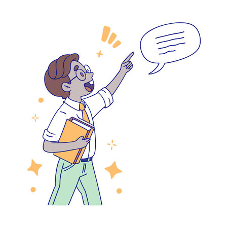 Engaging Male Teacher with Emphasis Speech Bubbleのイラスト素材