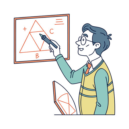 Inspiring Male Teacher Using Marker for Classroomのイラスト素材