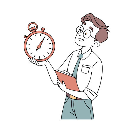 Effective Male Teacher Explaining with Stopwatchのイラスト素材
