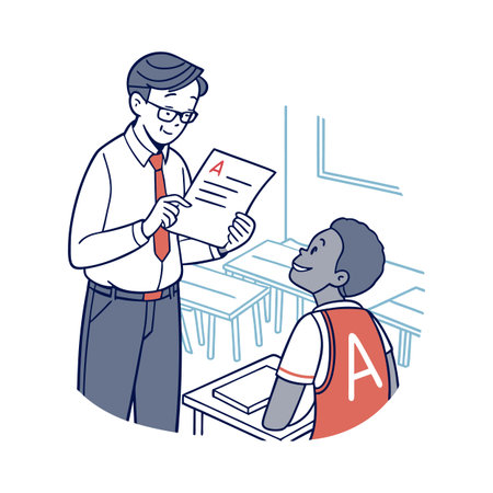 Engaging Male Educator Reviewing Test Paperのイラスト素材