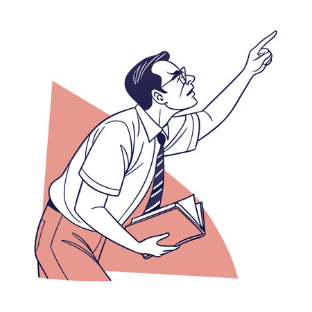 Engaging Male Educator Leaning Forward to Emphasizeのイラスト素材