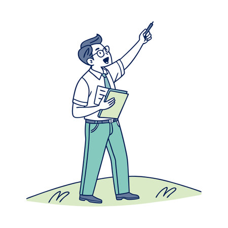 Educator Using Finger to Highlight Key Conceptのイラスト素材