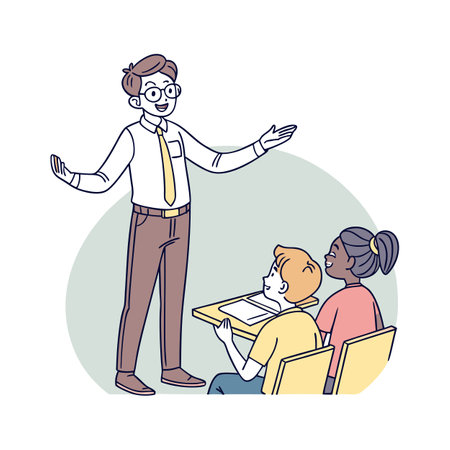 Teacher Engaging Students with Open Armsのイラスト素材