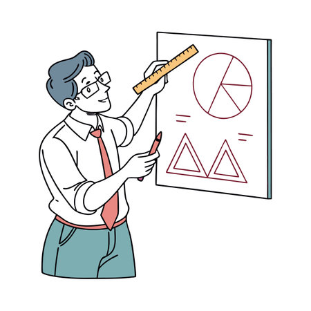 Educator Teaching Geometry with Rulerのイラスト素材