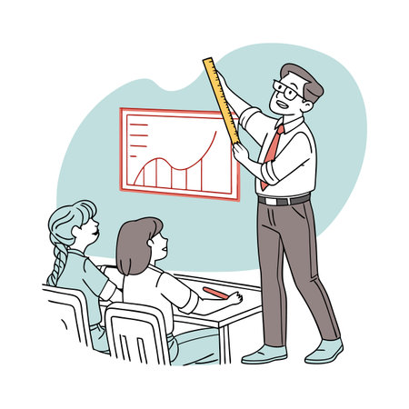 Instructor Using Ruler to Explain Diagramsのイラスト素材