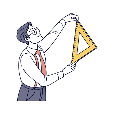 Educator Demonstrating Measurement with Rulerのイラスト素材