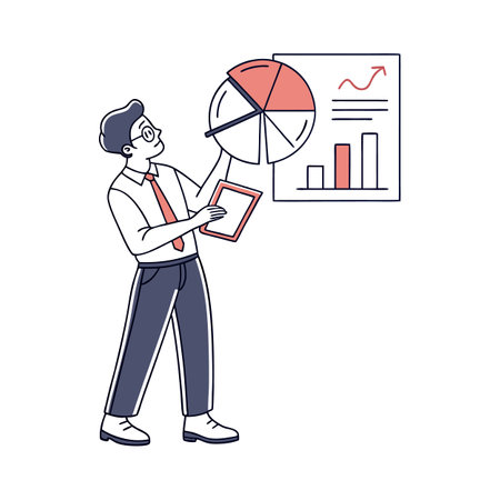 Insightful Teacher with Pie Chartのイラスト素材