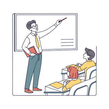 Educator Discussing Concept on Whiteboardのイラスト素材