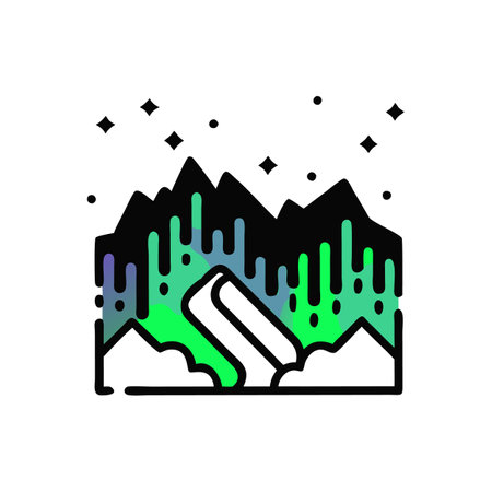 Stunning Aurora Borealis Illustration for Nature Loversのイラスト素材