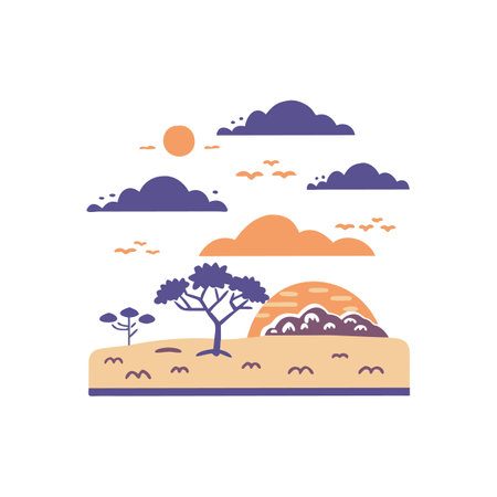 Charming Savannah with Wildlifeのイラスト素材