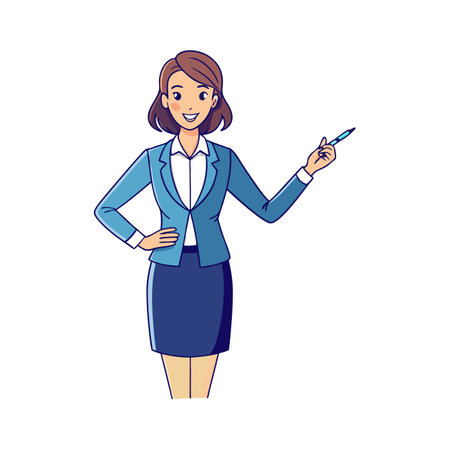 Female Teacher in Elegant Attire Giving Lectureのイラスト素材