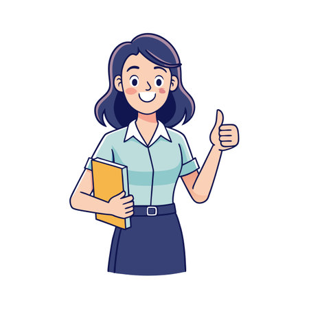 Cheerful Teacher Providing Thumbs Up During Classのイラスト素材