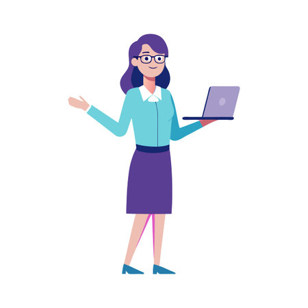 Engaging Teacher Using Laptop for Explanationのイラスト素材