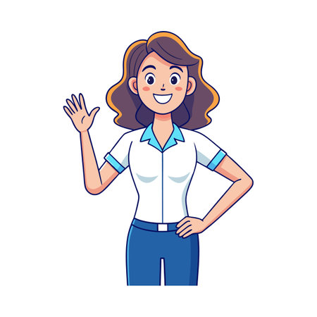 Teacher Standing and Holding Notepad Confidentlyのイラスト素材