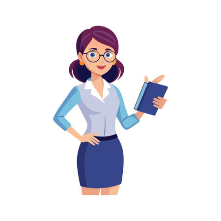 Dedicated Teacher Holding Notepad and Explainingのイラスト素材