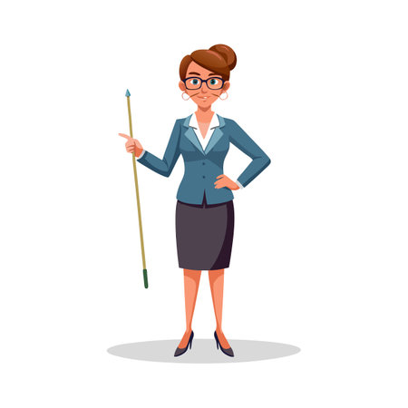 Inspirational Teacher Standing Tall with Pointerのイラスト素材