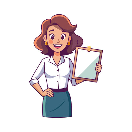 Teacher Smiling with Whiteboardのイラスト素材