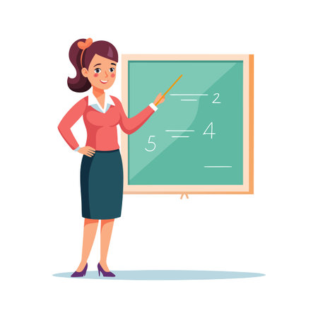 Instructive Teacher Pointing at Whiteboard in Classのイラスト素材