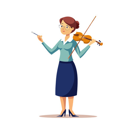 Dedicated Teacher Teaching Music with Violinのイラスト素材