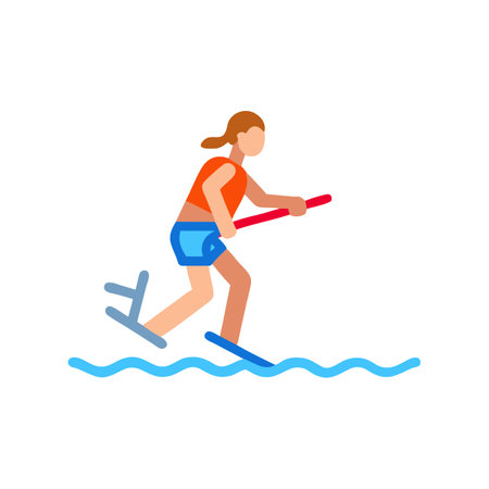 Stylish Barefoot Skiing Icon for Water Sportsのイラスト素材