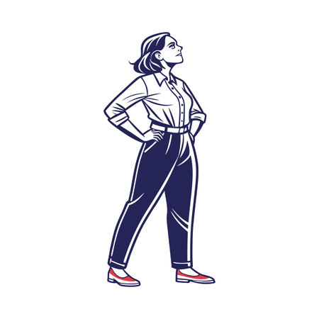 Confident Teacher Standing with Hands on Hipsのイラスト素材