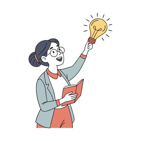 Supportive Teacher Explaining Concepts with Lightbulbのイラスト素材