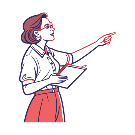 Interactive Teacher Using Notepad for Explanationのイラスト素材