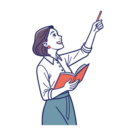 Engaging Teacher Raising Finger for Emphasisのイラスト素材