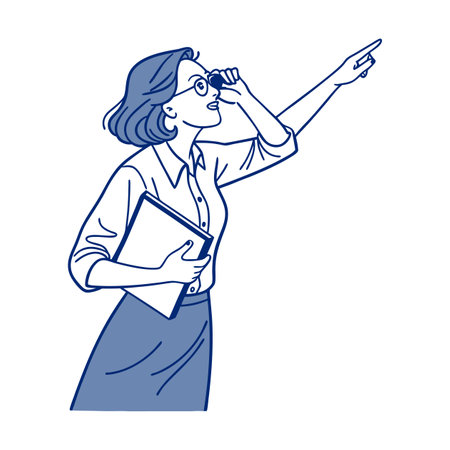 Engaging Teacher Pointing at Conceptsのイラスト素材