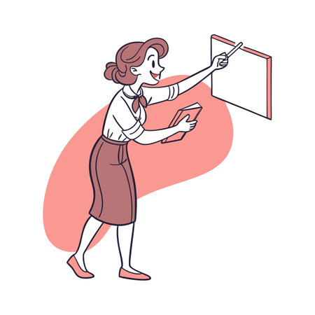 Delightful Young Teacher with Eraserのイラスト素材