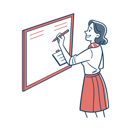 Diligent Teacher Writing with Markersのイラスト素材