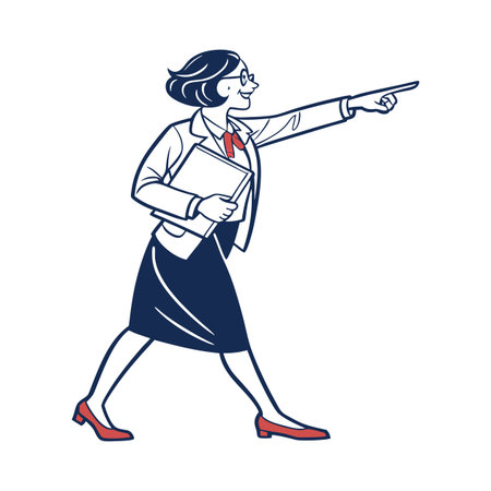 Excited Teacher with Clipboard and Smileのイラスト素材