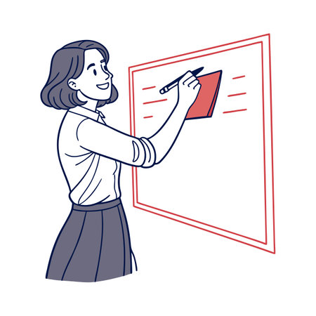 Dedicated Teacher Writing with Markersのイラスト素材