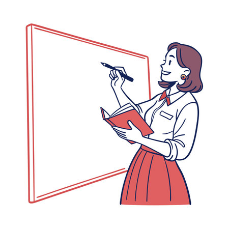 Friendly Teacher Smiling While Holding Markerのイラスト素材