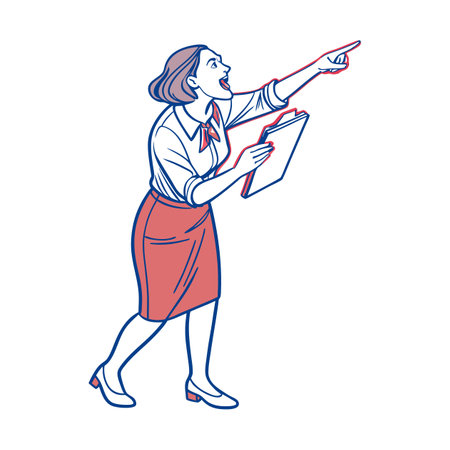 Dynamic Teacher Engaging with Both Handsのイラスト素材