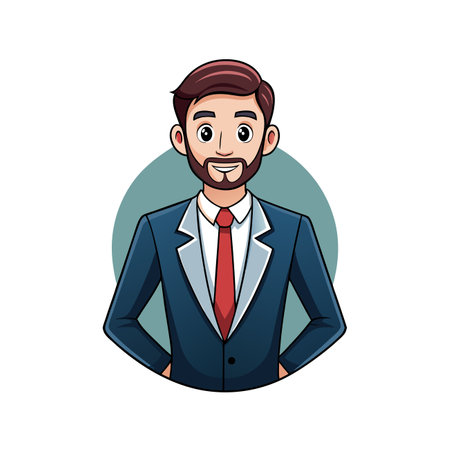 Confident Corporate Specialist in Neatly Fitted Suitのイラスト素材