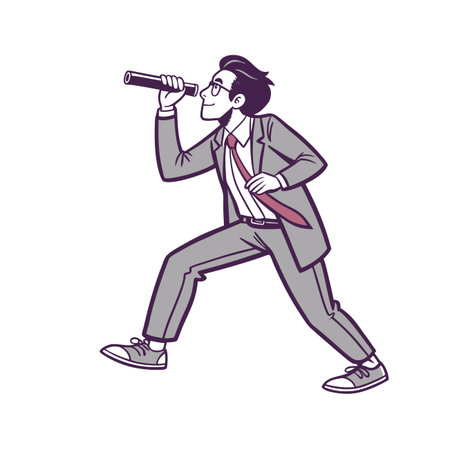 Astute Stock Market Analyst in Suitのイラスト素材