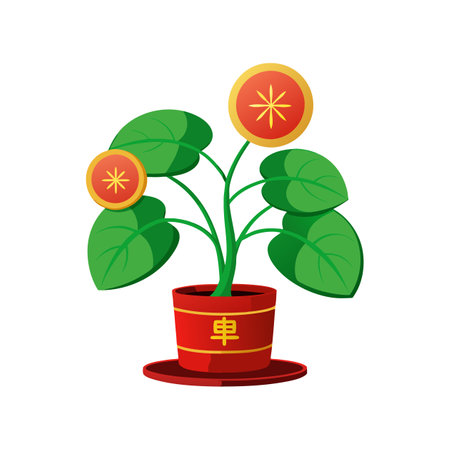 Beautiful Chinese Money Plant in Natural Lightのイラスト素材