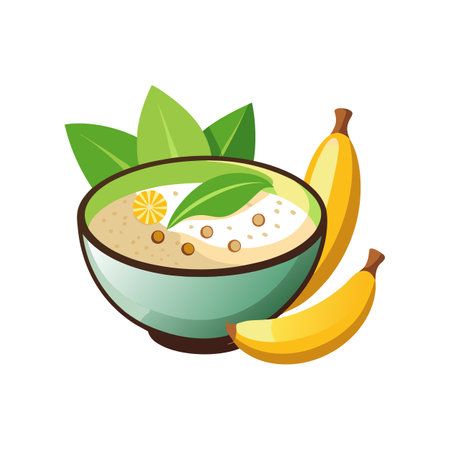 Nutritious Millet Banana Porridge for Breakfastのイラスト素材
