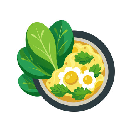 Delicious Scrambled Eggs and Spinach Mixのイラスト素材