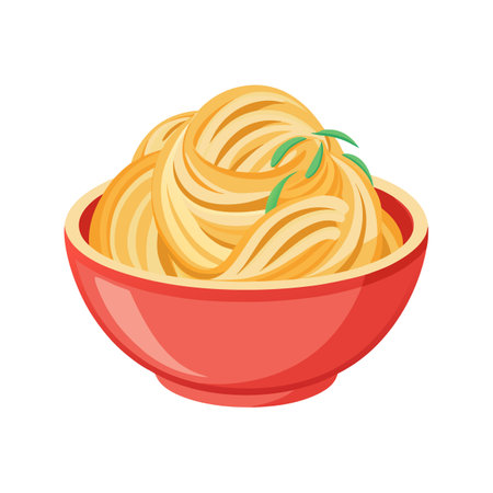 Tasty Soft Cooked Noodles for Dinnerのイラスト素材