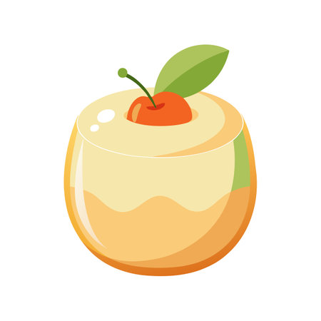 Nutritious Whole Milk Pudding with Appleのイラスト素材