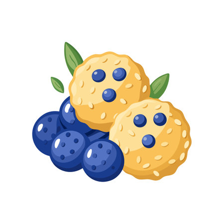 Nutritious Mashed Blueberry Oat Bites for Healthy Snacksのイラスト素材