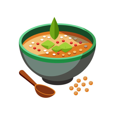 Warm Lentil Brown Rice Soup for Healthy Eatingのイラスト素材