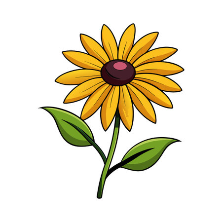 Bright Black-eyed Susan Flower Designのイラスト素材