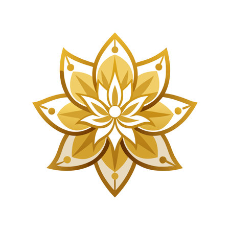 Gold Flower Design with Unique Featuresのイラスト素材
