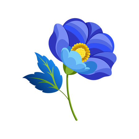 Stunning Himalayan Blue Poppy Flower Design with Bright Colorsのイラスト素材