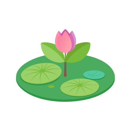 Charming Lily Pad with Colorful Bloomsのイラスト素材